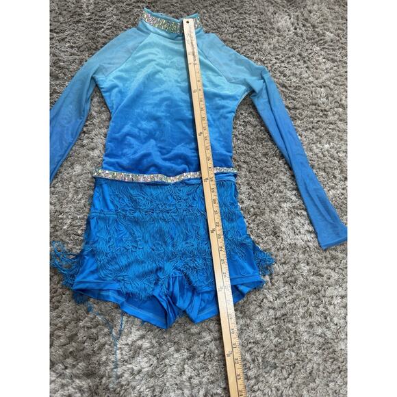 Weissman Blue Ombre Jazz Latin Dance Costume Fringe Sequin Belt Size MA - Picture 11 of 15